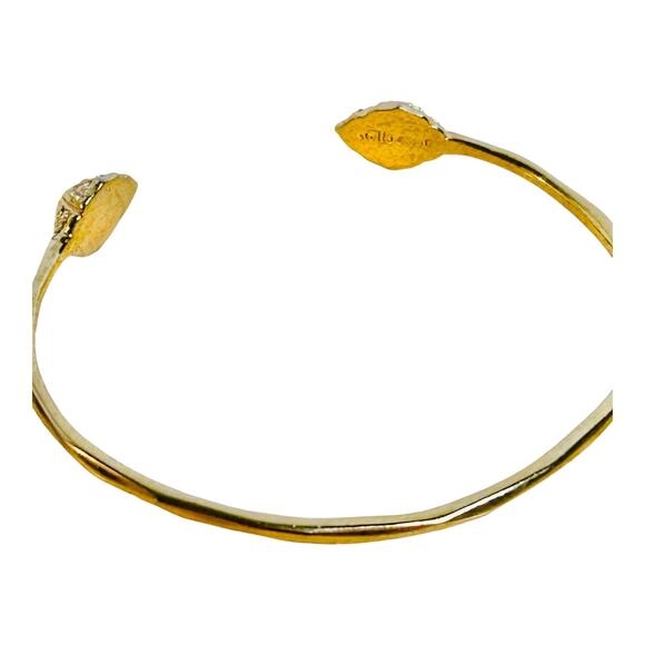 Vintage Stella & Dot Eden Pave Pyramid Open Cuff Bracelet Gold Tone Early 2000s - Picture 3 of 4